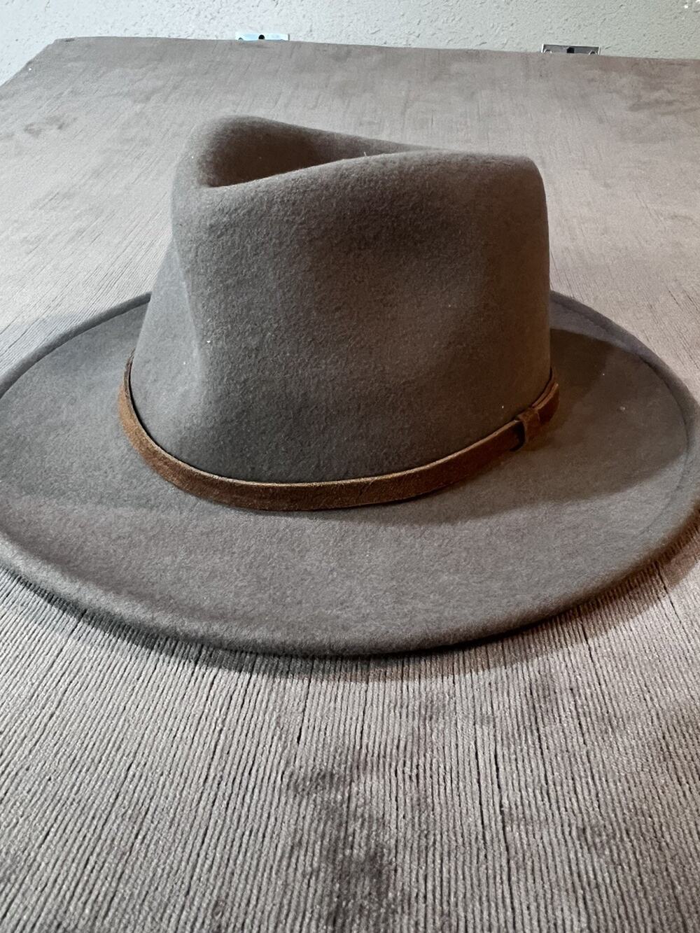 Broner Vintage Wool Hat Tan Large. Outback Panama Homburg Leather Hat Belt USA